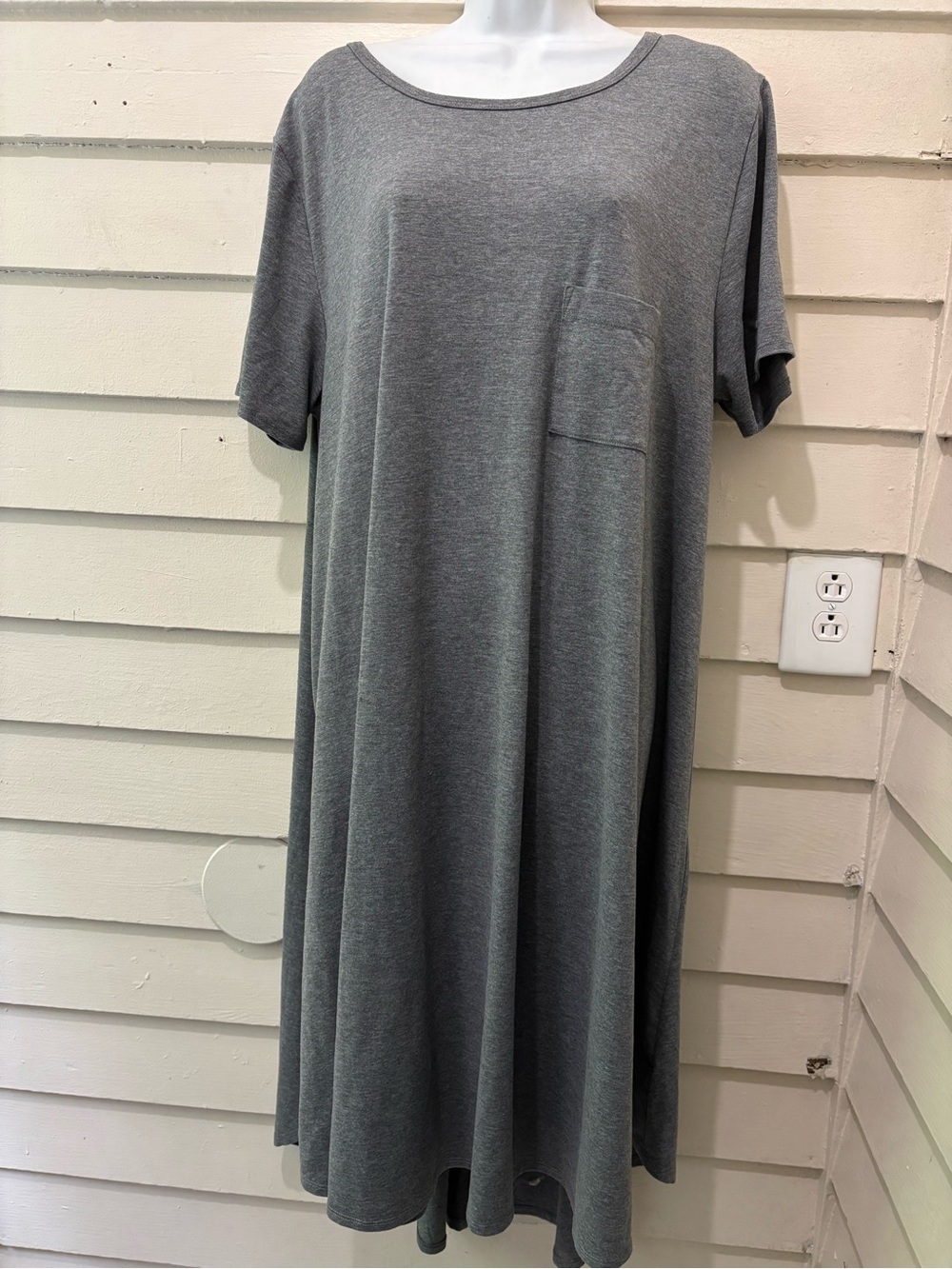 Lularoe Carly Plus Size Solid Grey Casual Flowy Dress